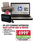 HP 635 Compaq Notebook with Laptop Bag & Printer