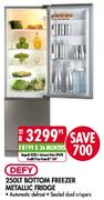 Defy Bottom Freezer Metallic Fridge-250Ltr