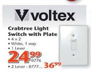 Voltex Crabtree Light Switch With Plate (4 x 2) - 2 Lever