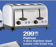 Platinum 4 Slice Stainless Steel Toaster With Bread Tray-Each