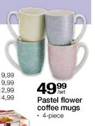 Pastel Flower Coffee Mugs Set-4 Piece