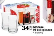 Monroe Hi-Ball Glasses Set-6 Piece