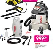 Ryobi 1400W Pressure Washer Plus Workshop Vacuum Cleaner-Each