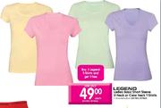 Legend Ladies Basic Short Sleeve V-Neck or Crew Neck T-Shirts-eac