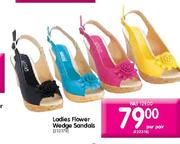 Ladies Flower Wedge Sandals-per pair