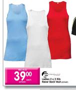 Ladies 2 x 2 Rib Racer Back Vest-each