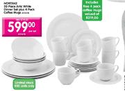 Noritake 20 Piece Artic White Dinner Set Plus 4 Pack Coffee Mugs-per set