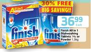 Finish All in 1 Dishwashing Tablets 14's or Powder 1.3Kg-Each