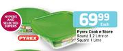 Pyrex Cook n Store Round 1.2L or Square 1L-Each