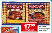 Renown Pork Bangers Assorted-500g Each