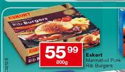 Eskort Marinated Pork Rib Burgers-800g Each