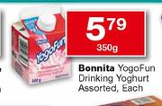 Bonnita Yogofun Drinking Yoghurt Assorted-350g Each