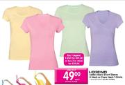 Legend Ladies Basic Short Sleeve V-Neck or Crew Neck T-Shirts-each