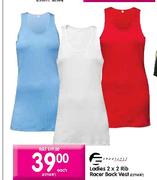 Ladies 2 x 2 Rib Racer Back Vest-each