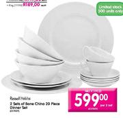 Russell Hobbs 2 Sets of Bone China 20 Piece Dinner Set-per 2 set