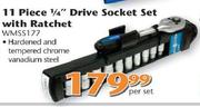 11 Piece 1/4" Drive Socket Set With Ratchet-WMSS177