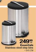 Essentials Stainless Steel Step Bins - 5 Ltr & 20 Ltr