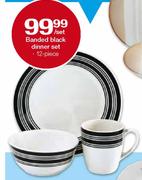 Banded Black Dinner Set - 12 Piece Per Set
