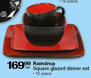 Raindrop Square Glazed Dinner Set - 16 Piece Per Set