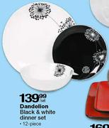 Dandelion Black & White Dinner Set - 12 Piece Per Set