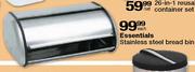 Essentials Stainless Steel Bread Bin - Each
