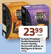 Bokomo Premium Rusks Hazelnut & French Vanilla, Buttermilk & Bran Or Multigrain & Raisin-400g Each