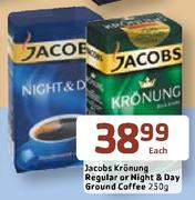 Jacobs Kronung Regular Or Night & Day Ground Coffee-250g Each