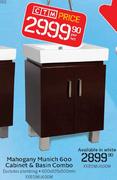 Mahogany Munich 600 Cabinet & Basin Combo (XXBSMU600M)-Per Set