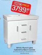 White Munich 900 Cabinet & Basin Combo (XXBSMU900W)-Per Set