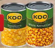 Koo Cream Style Sweetcorn/Whole Kernel Corn-410gm Each