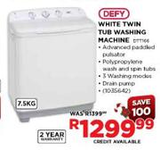 Defy White Twin Tub Washing Machine-7.5kg(DTT166)