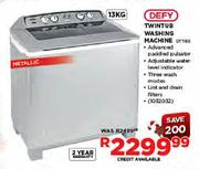 Defy Twintub Washing Machine (DTT165)-13Kg