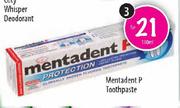 Mentadent P Toothpaste-3x100ml