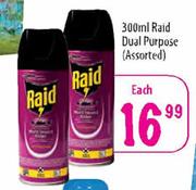 Raid Dual Purpose Assorted-300ml Each
