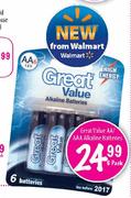 Great Value AA/AAA Alkaline Batteries-6's Pack