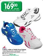 Power Mens, Ladies or Youths Focus Trainers (Sizes 10-1, 2-5, 6-11) - Per Pair