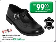 Genius One Bar School Shoes (Sizes 2-8) - Per Pair