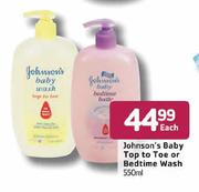Johnson's Baby Top To Toe Or Bedtime Wash-550ml Each
