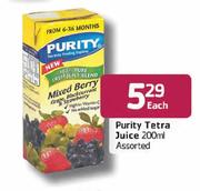 Purity Tetra Fruit Juice Assorted-200ml Each