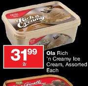 Ola Rich 'N Creamy Ice Cream Assorted Each-2L