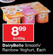 Dairy Belle Smooth/Rainbow Yoghurt-(Each 6X100Gm) 