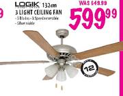 Logik 3 Light Ceiling Fan-132cm