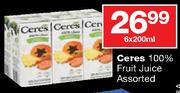 Ceres 100% Fruit Juice-6x200ml