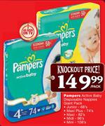 Pampers Active Baby Disposable Nappies Giant Pack Midi-96's-Per Pack