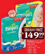 Pampers Active Baby Disposable Nappies Giant Pack Mini-108's-Per Pack