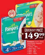 Pampers Active Baby Disposable Nappies Giant Pack Maxi-82's-Per Pack