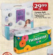 Twinsaver 1-Ply Toilet Rolls-10's-Per Pack