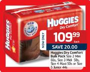 Huggies Dry Comfort Bulk Pack Size 4 Maxi-50's/Size 5 Junior-44's Each