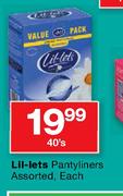 Lil-Lets Pantyliners Assorted-40's Each