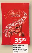Lindt Lindor Milk Mini Chocolate Eggs-100g